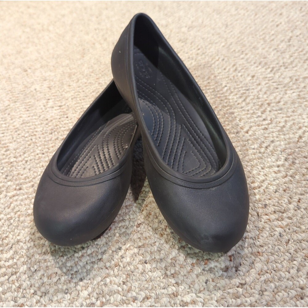 Crocs At Work Alice Ballet Flats Womens 9 Black Slip Resistant Comfort